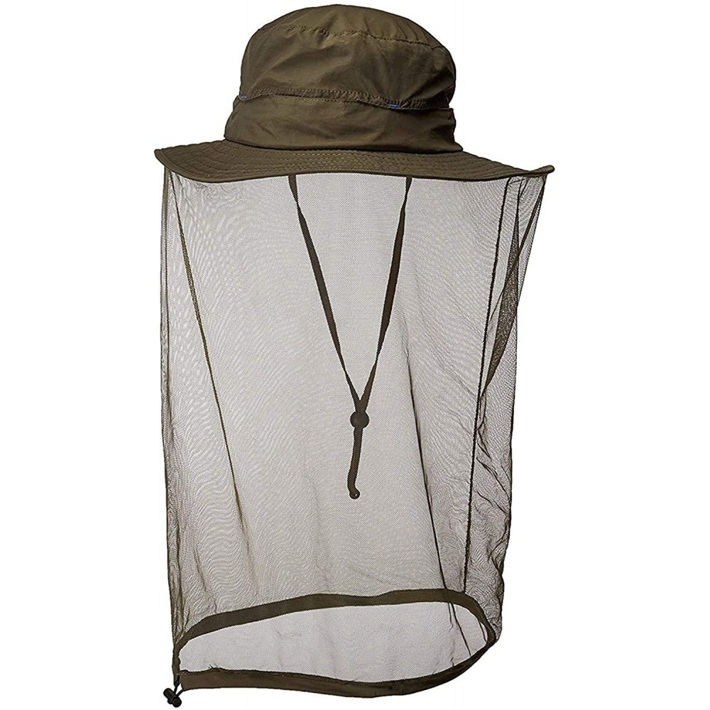 Sun Hats Women's Outdoor UPF 50+ Sun Hat with Mesh Face Mask - Army Green - C511WSTR7SB $20.22