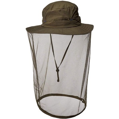 Sun Hats Women's Outdoor UPF 50+ Sun Hat with Mesh Face Mask - Army Green - C511WSTR7SB $20.22