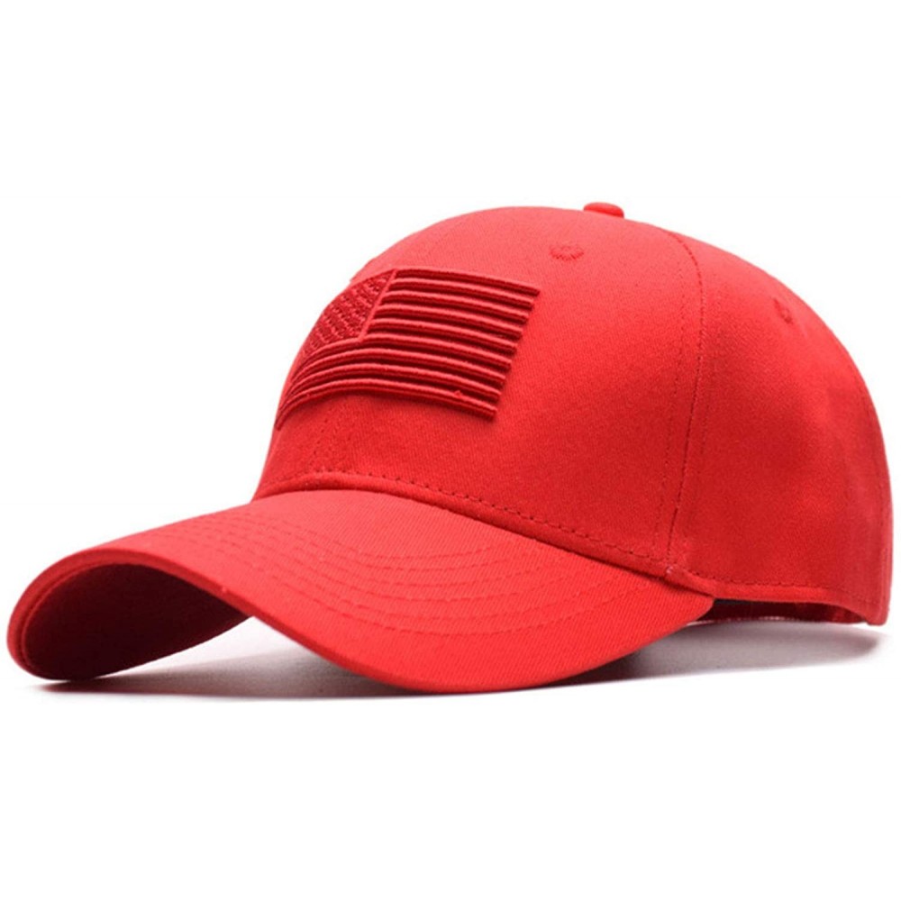 Baseball Caps USA Flag Baseball Cap Army Embroidery Cotton Dad Hat Male America Trucker Cap - Red - CR18WSCLNOT $9.77
