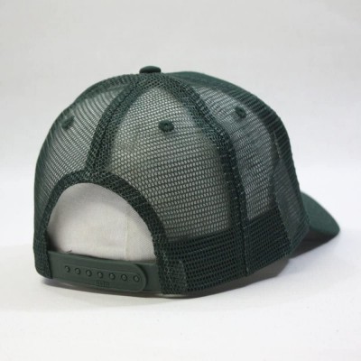 Baseball Caps Plain Two Tone Cotton Twill Mesh Adjustable Trucker Baseball Cap - Dark Green - CP12F431RW9 $11.91