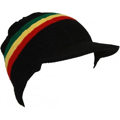 Skullies & Beanies Cuffless Winter Beanie w/Visor Brim Small/Medium - Rasta - CU11B546V87 $7.26