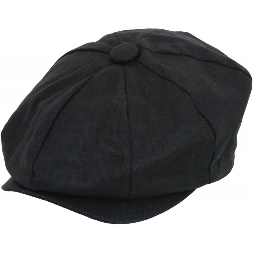 Newsboy Caps Men's Newsboy Linen Applejack Gatsby Collection Ivy Hats - Black - C412BNKA191 $11.59