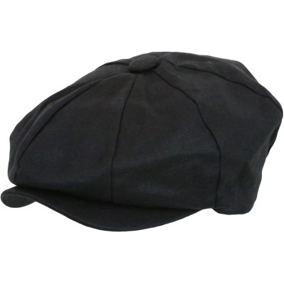 Newsboy Caps Men's Newsboy Linen Applejack Gatsby Collection Ivy Hats - Black - C412BNKA191 $11.59