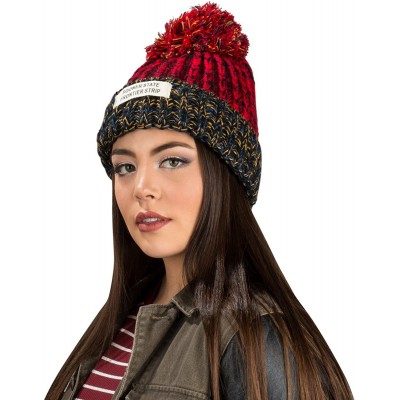 Skullies & Beanies Women's Echo Warm Pompom Knit Cuffed Beanie - Red - C6129W1QLYD $14.76