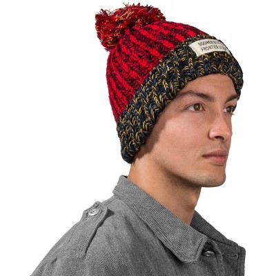 Skullies & Beanies Women's Echo Warm Pompom Knit Cuffed Beanie - Red - C6129W1QLYD $14.76