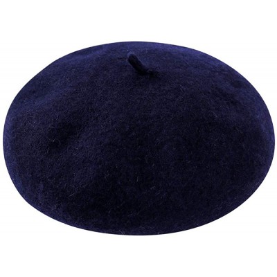 Berets Wool Beret Hat-Solid Color French Style Winter Warm Cap for Women and Girls- Lady Casual Use - Navy Blue - C71930MN6NK...