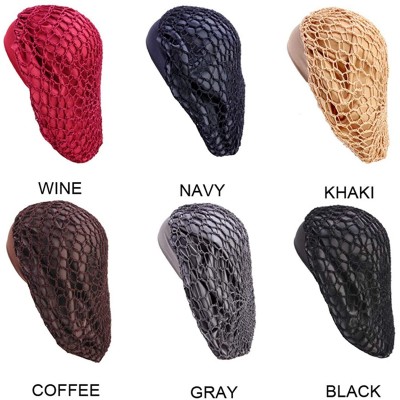 Skullies & Beanies Large Net Night & Day Cap Bonnet Wide Band Crocheted Slouchy Hat for Women - Coffee - CX18R4C8MGT $8.21