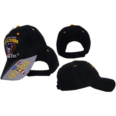 Baseball Caps If You Love Your Freedom Thank A Vet Veteran Black Embroidered Ball Cap Hat - CV12NE2T6QW $6.99