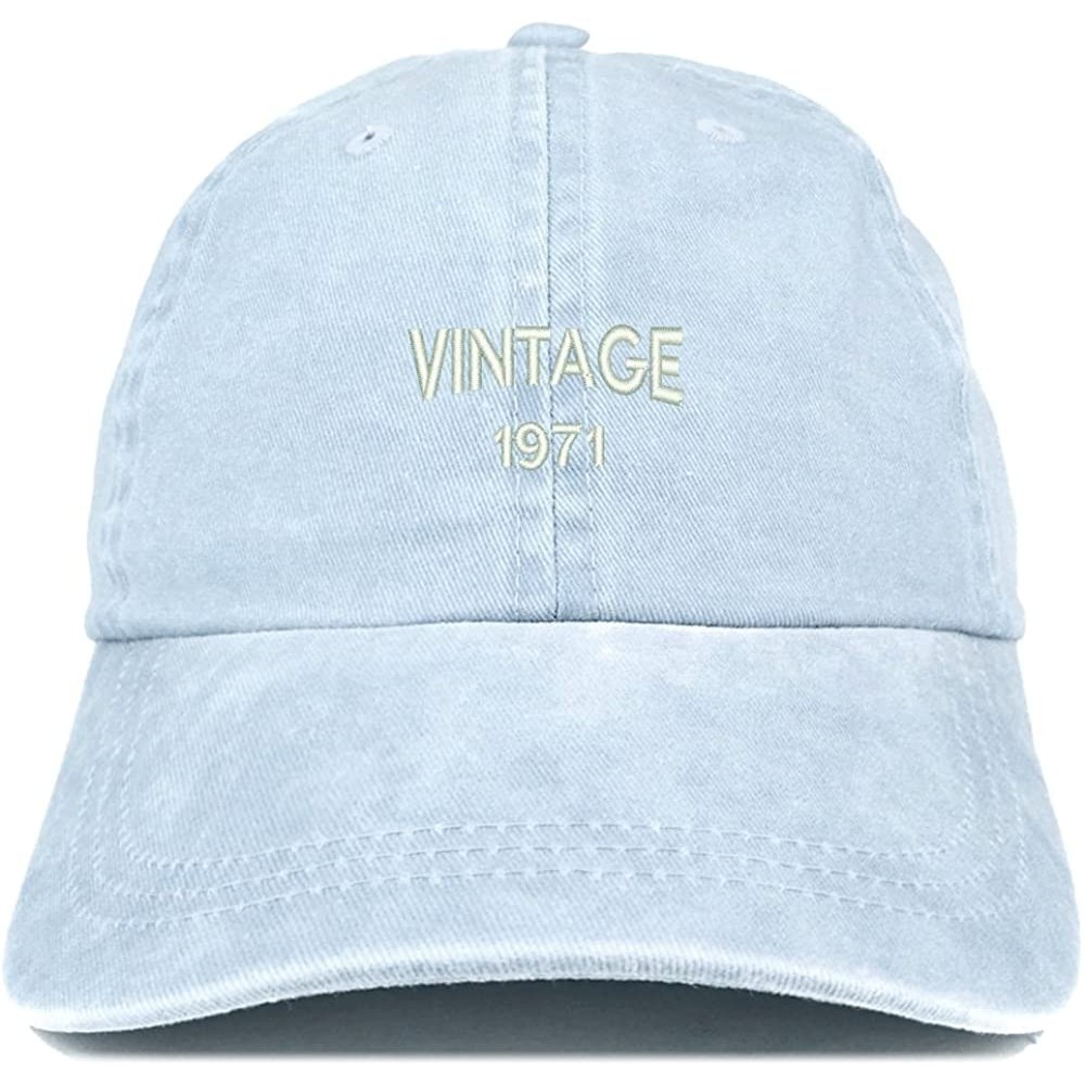 Baseball Caps Small Vintage 1971 Embroidered 49th Birthday Washed Pigment Dyed Cap - Light Blue - CL18C6A6K84 $17.17