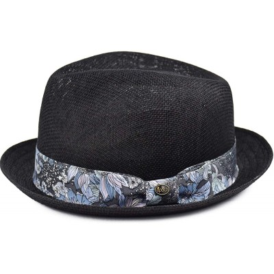 Fedoras Mens Summer Fedora Cuban Style Short Brim Hat - F2806black - CW18Q98IGWK $22.66