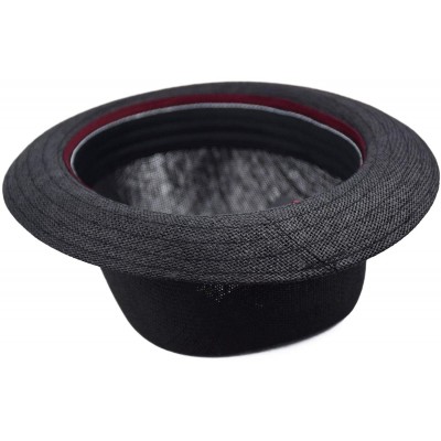 Fedoras Mens Summer Fedora Cuban Style Short Brim Hat - F2806black - CW18Q98IGWK $22.66