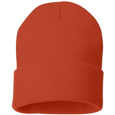 Skullies & Beanies SP12 - 12 Inch Solid Knit Beanie - Orange - CL118LPD7D5 $9.06