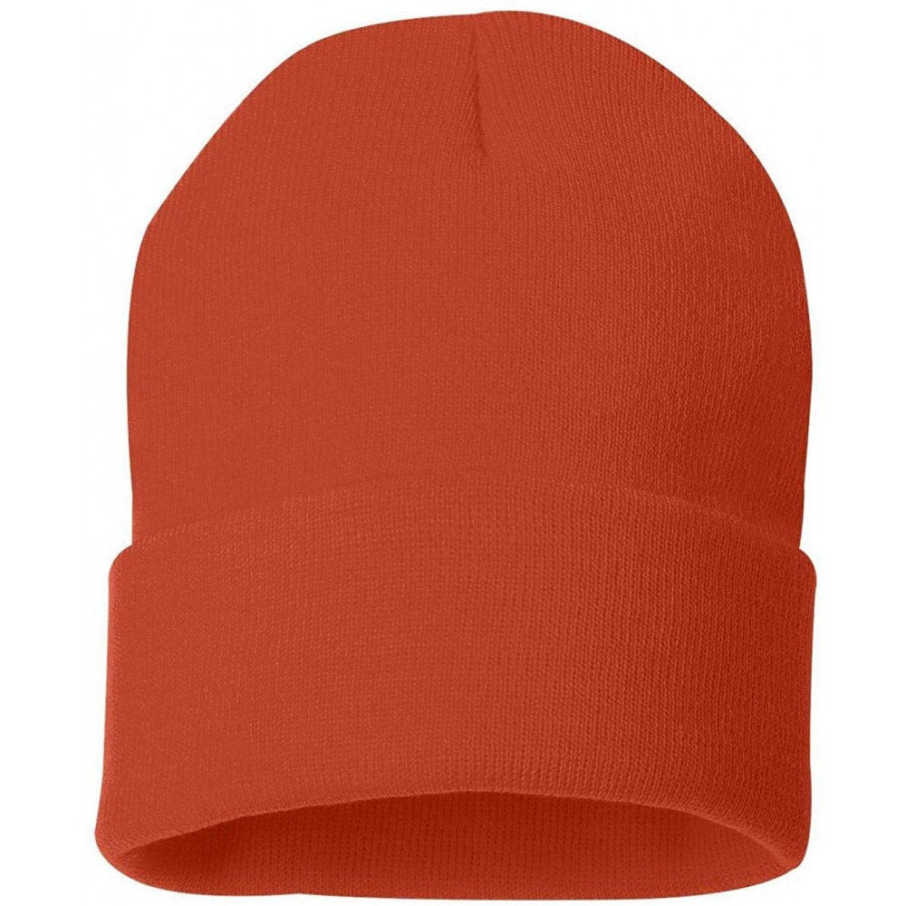 Skullies & Beanies SP12 - 12 Inch Solid Knit Beanie - Orange - CL118LPD7D5 $9.06