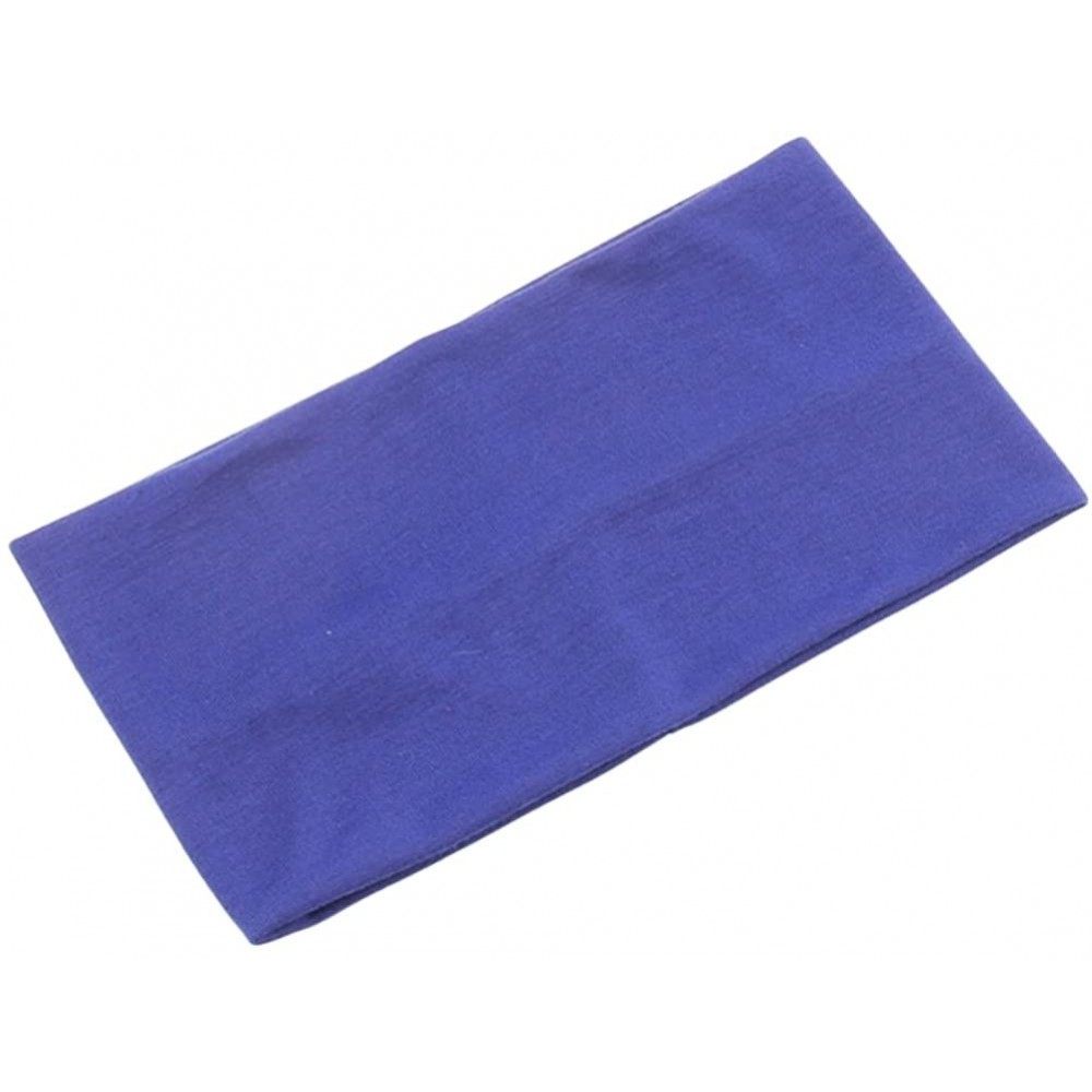 Headbands Women's Solid Stretch Wide Sports Headband Cotton Yoga Hairband Bandanas - Royal Blue - C5188NIN5TA $10.11