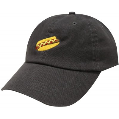 Baseball Caps Hotdog Cotton Baseball Dad Caps - Charcoal - CU12LQ2GBF5 $10.60
