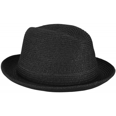 Fedoras Men Theo Braided Fedora - Black - CO12O207TY7 $37.79