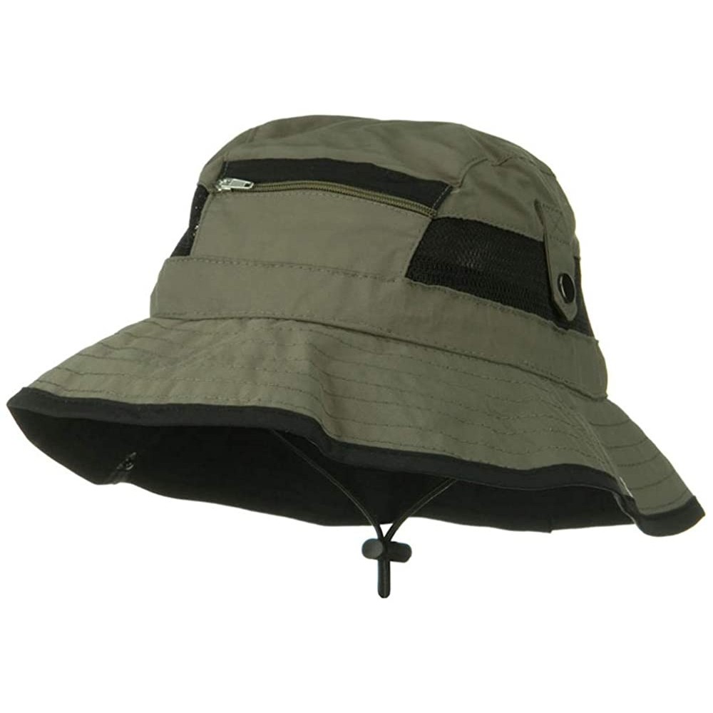 Sun Hats UV 50+ Side Snap Talson Sun Bucket Hat - Olive - CY122KLE35V $48.11