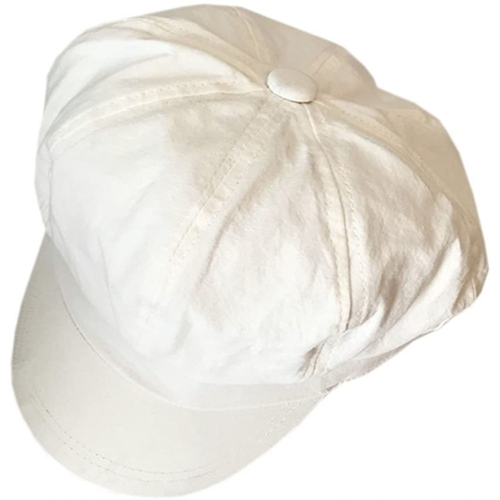 Newsboy Caps Men's Plain Colored Cotton Newsboy Cap - White - C718H58U7I0 $12.94