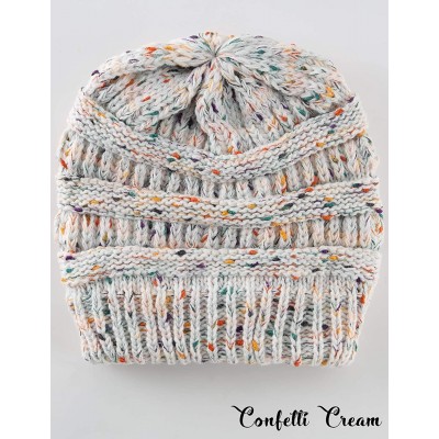 Skullies & Beanies Women's Beanie Winter Confetti Warm Chunky Soft Stretch Cable Knit Ribbed Beanie Hat Skull Cap - CB18AGA09...