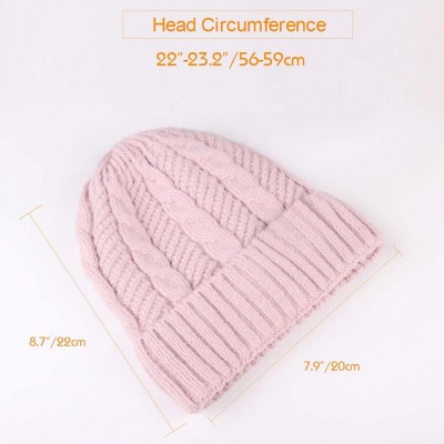 Skullies & Beanies Beanie for Men Women Winter Hat Cable Knit Beanies Mens Fleece Skull Hats Black Caps - Pink - CN18Y8WHHZE ...