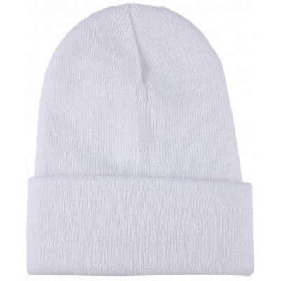 Newsboy Caps Unisex Solid Slouchy Knitting Beanie Warm Cap Ski Hat - White - CE18EMK73N2 $10.96
