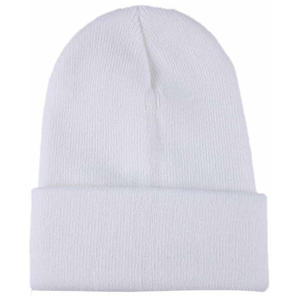 Newsboy Caps Unisex Solid Slouchy Knitting Beanie Warm Cap Ski Hat - White - CE18EMK73N2 $10.96