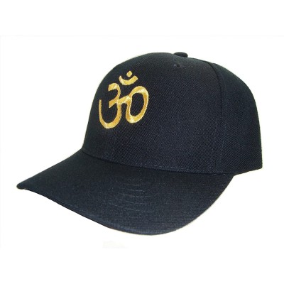 Baseball Caps Sacred Om Yoga Symbol Adjustable Cap (One Size- Black/Gold) - CS11Y6DAHUV $30.54