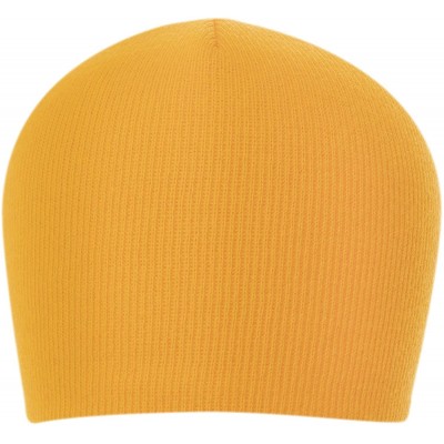 Skullies & Beanies 100% Soft Acrylic Solid Color Beanie Winter Hat - Skull Knit Cap - Made in USA - Gold - CC187ITMO0L $24.54