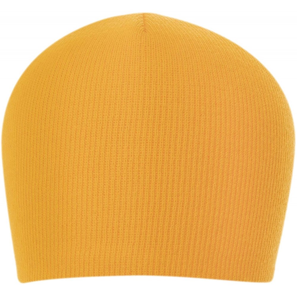Skullies & Beanies 100% Soft Acrylic Solid Color Beanie Winter Hat - Skull Knit Cap - Made in USA - Gold - CC187ITMO0L $24.54