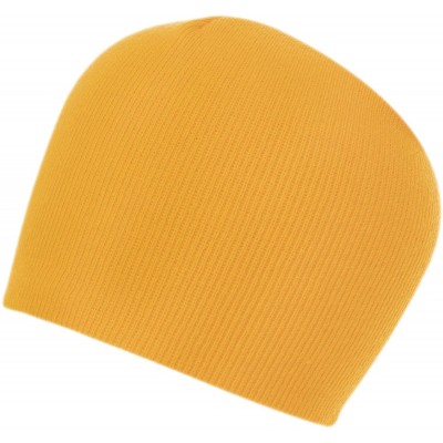 Skullies & Beanies 100% Soft Acrylic Solid Color Beanie Winter Hat - Skull Knit Cap - Made in USA - Gold - CC187ITMO0L $24.54