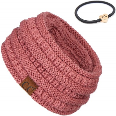 Headbands Stretch Ribbed Ear Warmer Head Band with Ponytail Holder (HW-21) (HW-817) (HW-826) - Mauve - CK18SDLKQXS $11.94