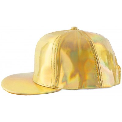 Baseball Caps Unisex Hip-hop Snapback Hat Hologram Laser Outdoor Flat Brim Baseball Cap - Gold - CX18I2EU7EZ $14.12