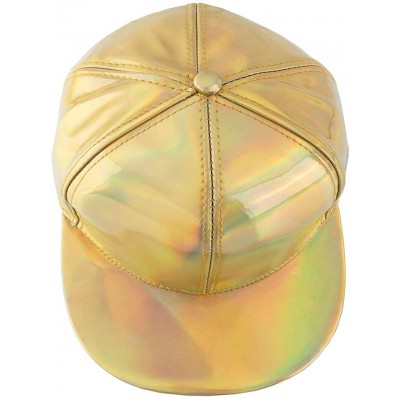 Baseball Caps Unisex Hip-hop Snapback Hat Hologram Laser Outdoor Flat Brim Baseball Cap - Gold - CX18I2EU7EZ $14.12