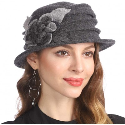 Berets Women's Winter Warm 100% Wool Beret Beanie Cloche Bucket Hat - Dark Grey - CO18Y8RAAHU $30.62