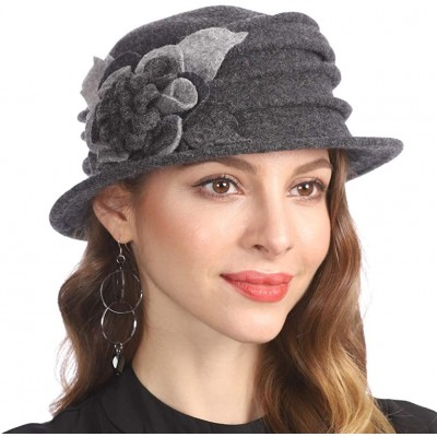 Berets Women's Winter Warm 100% Wool Beret Beanie Cloche Bucket Hat - Dark Grey - CO18Y8RAAHU $17.44