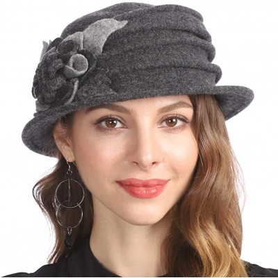 Berets Women's Winter Warm 100% Wool Beret Beanie Cloche Bucket Hat - Dark Grey - CO18Y8RAAHU $17.44