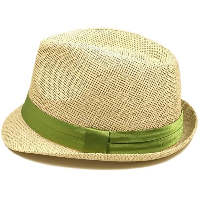 Fedoras Classic Natural Fedora Straw Hat Band Available - Green Band - CK110GWUDL5 $10.32