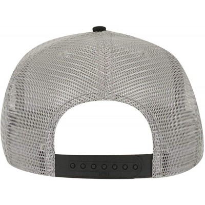 Baseball Caps Square Flat Visor SNAP 5 Panel Mesh Back Trucker Snapback Hat - Blk/Gry/Gry - CT12O1Q6PZY $9.34