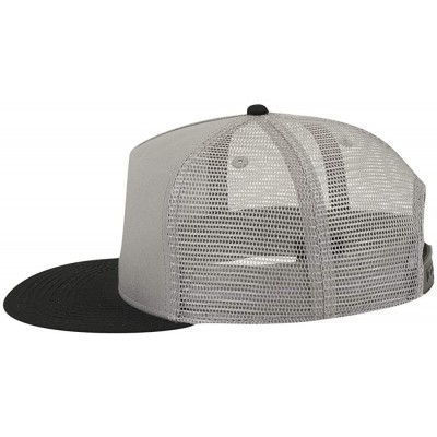 Baseball Caps Square Flat Visor SNAP 5 Panel Mesh Back Trucker Snapback Hat - Blk/Gry/Gry - CT12O1Q6PZY $9.34