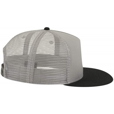 Baseball Caps Square Flat Visor SNAP 5 Panel Mesh Back Trucker Snapback Hat - Blk/Gry/Gry - CT12O1Q6PZY $9.34