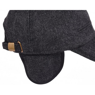 Baseball Caps Men's Winter Warm Woolen Peaked Baseball Cap Hat with Earmuffs Metal Buckle - A Grey - CV12NRYET73 $15.52