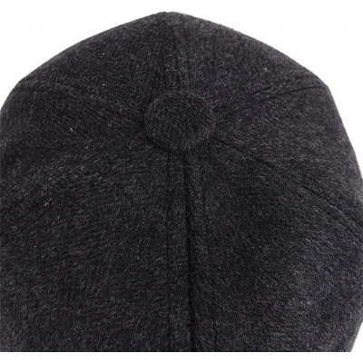 Baseball Caps Men's Winter Warm Woolen Peaked Baseball Cap Hat with Earmuffs Metal Buckle - A Grey - CV12NRYET73 $15.52