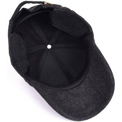 Baseball Caps Men's Winter Warm Woolen Peaked Baseball Cap Hat with Earmuffs Metal Buckle - A Grey - CV12NRYET73 $15.52