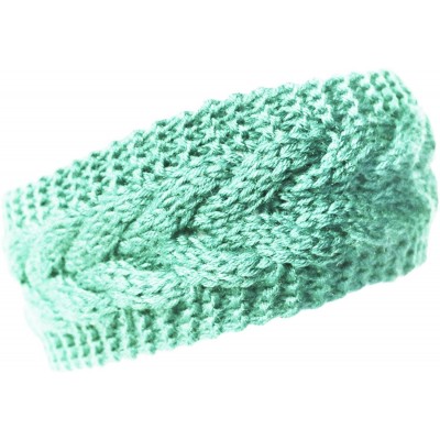 Cold Weather Headbands Plain Braided Winter Knit Headband - Mint - C7127D9S30B $17.52