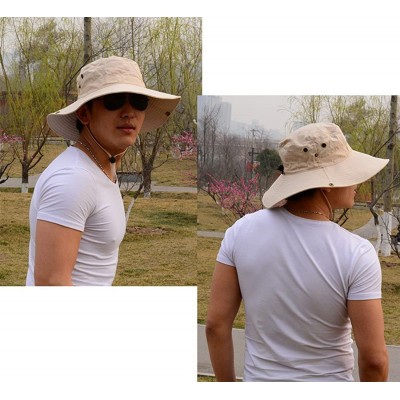 Sun Hats Men Fishing Hiking Bucket Hat Cowboy Sun Protection Cap Outdoor Travel Foldable Boonie UPF 50+ - Mh006-beige - C518C...