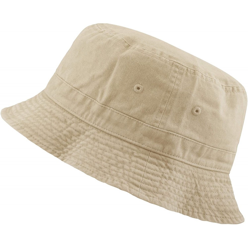 Bucket Hats 100% Cotton Canvas & Pigment Dyed Packable Summer Travel Bucket Hat - 2. Pigment - Sand - CE196EHS2IQ $12.69