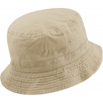 Bucket Hats 100% Cotton Canvas & Pigment Dyed Packable Summer Travel Bucket Hat - 2. Pigment - Sand - CE196EHS2IQ $12.69