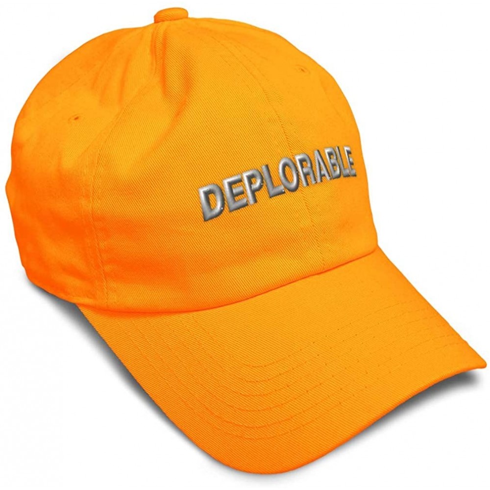 Baseball Caps Custom Soft Baseball Cap Destruction Word Deplorable A Embroidery Twill Cotton - Orange - C0195Q3EW0I $16.29