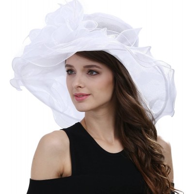 Sun Hats Women's Kentucky Derby Racing Horse Hat Church Wedding Dress Party Occasion Cap - White - CR126XPNJOL $35.41
