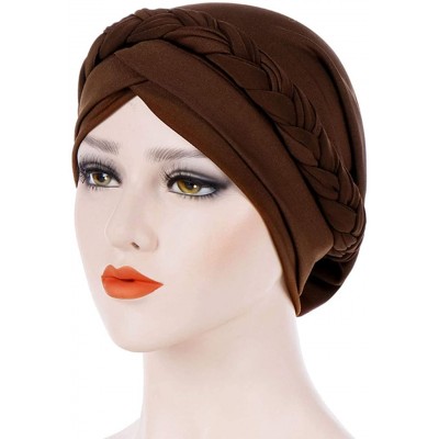 Skullies & Beanies Chemo Cancer Braid Turban Cap Ethnic Bohemia Twisted Hair Cover Wrap Turban Headwear - Coffee - CP18X9G5ER...